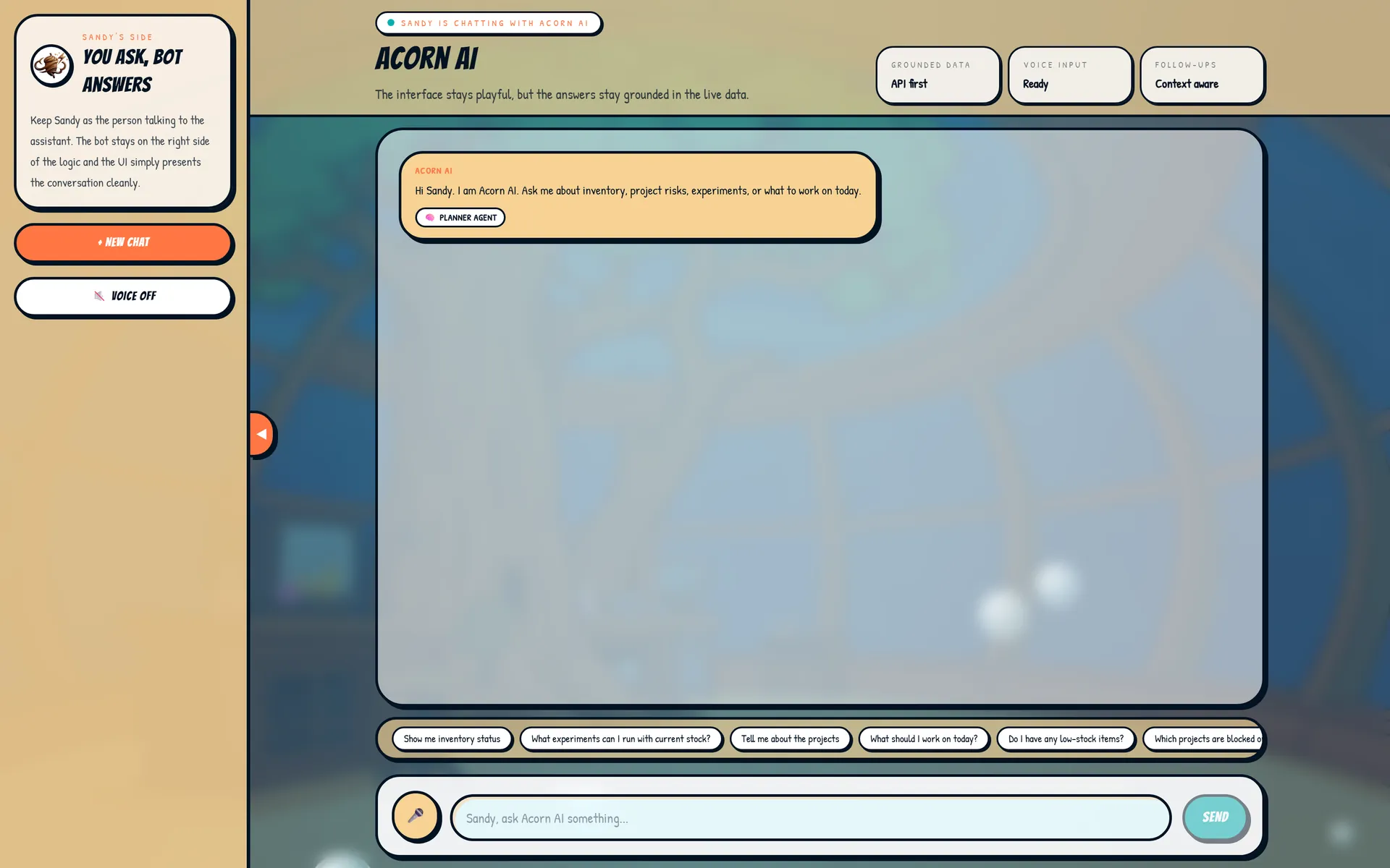 Chat with the side panel open